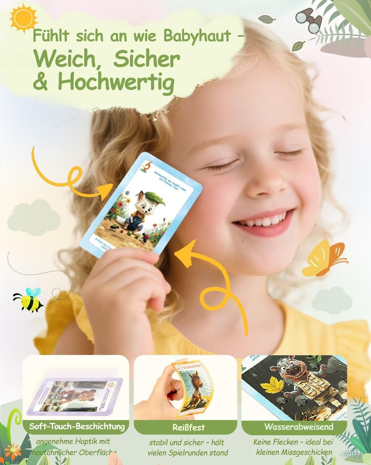 Outdoor Explorer Cards for Children from 5 Years - 55 Playing Cards + Sticker Sheet & Turntable - Wipe Clean, Robust & FSC Certified - Ideal for on the Go image number 5