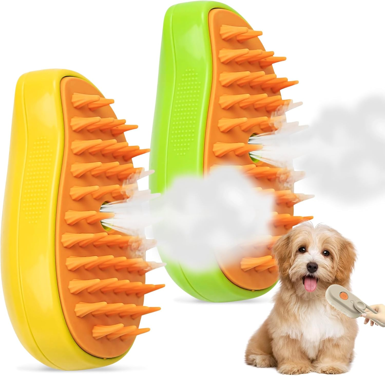 Pack of 2 Cat Steamy Brush, 3-In-1 Cat Brush with Steam Pet Brush Self Cleaning Steamy Cat Brush Self-Cleaning Steaming Cat Brush Steam Brush Cat for Cats Dogs Massage (B) image number 5