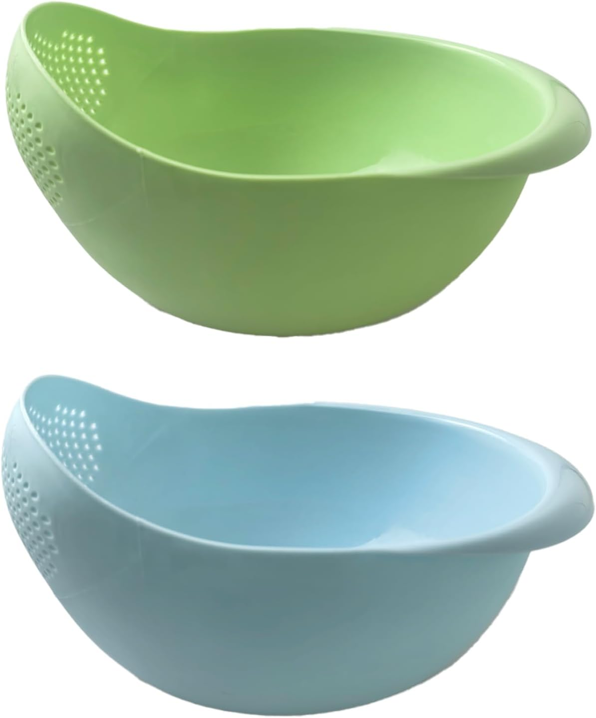 2-In-1 Rice Colander, Vegetable and Fruit Cleaning Filter Basket, 2Piece Sturdy and Easy-To-Use Food Grade Kitchen Tool Accessories (Blue+Green)