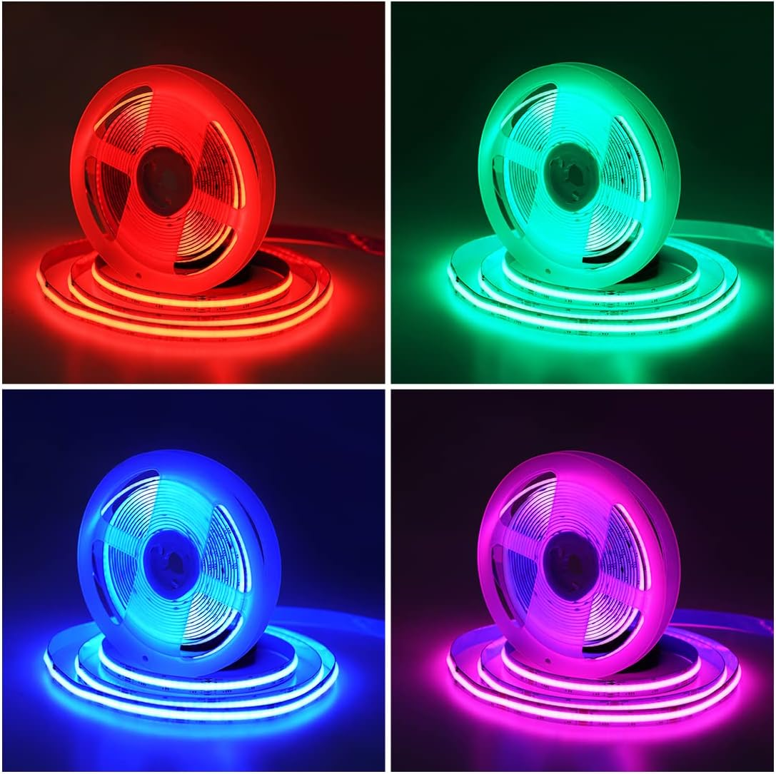 SEZO FCOB RGBW LED Strip RGBWW COB LED Strip Flexible RGB + Warm White (3000K) High Density Light Strip DC24V 5M 896Leds/M 16W/M Width 12Mm Multicoloured IP30 for Bedroom Kitchen DIY Home Decoration image number 3