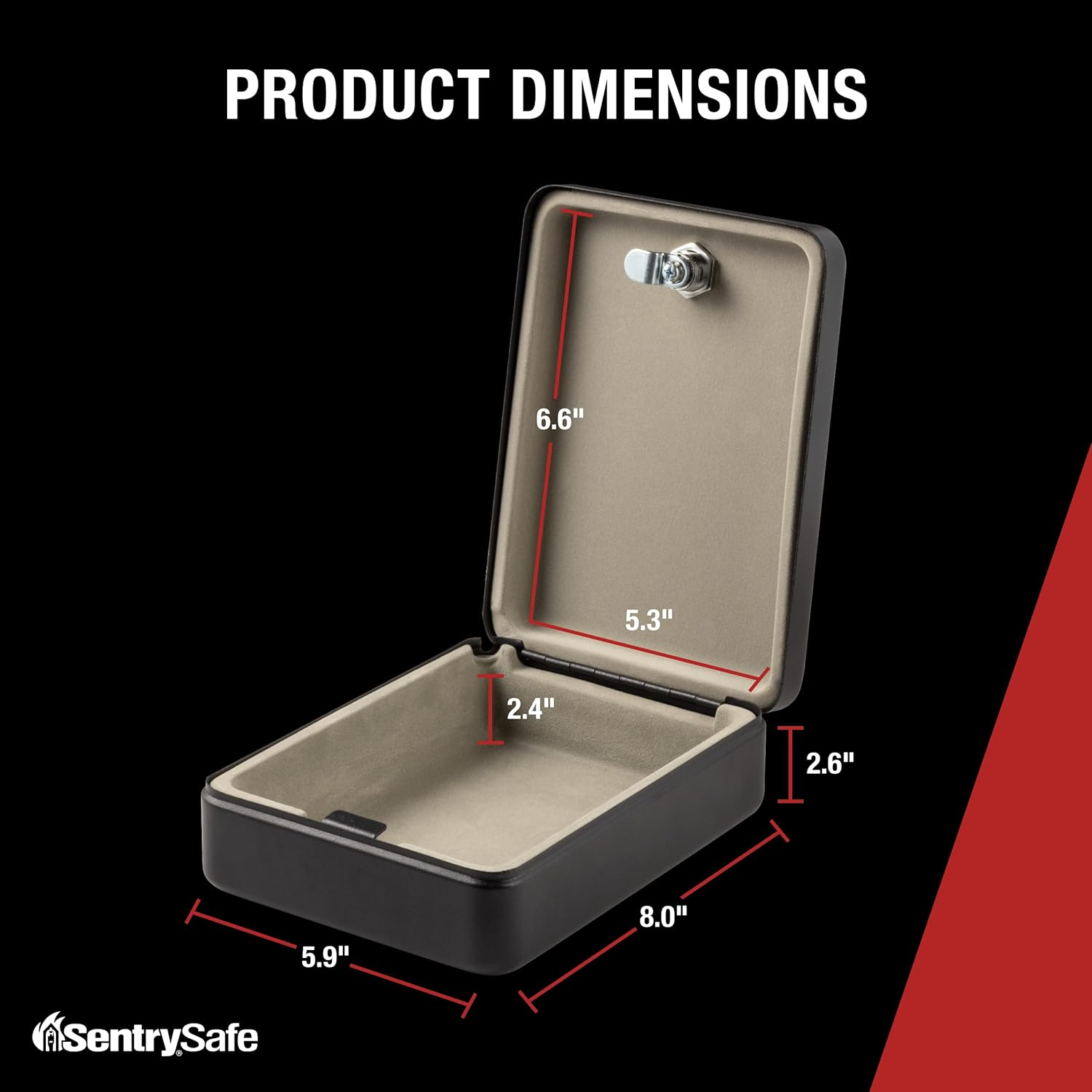 Sentrysafe P005K Safes Portable Lock Box with Key, 0.05 Cubic Feet, Black image number 3