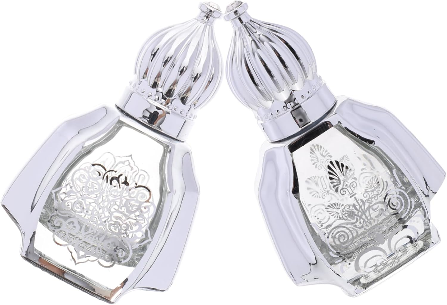 Aroma Roller Bottles 10Ml Glass Portable Perfume Supply Bottles with Silver Cap 2Pcs for Travel and Personal Use