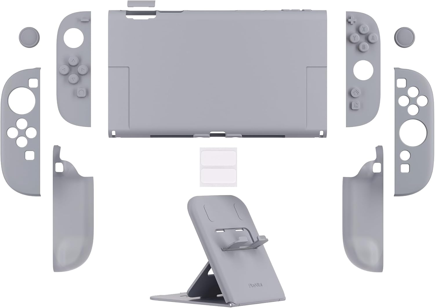 Playvital Protective Case for Nintendo Switch 2 | Dockable Grip Cover with Extra Foldable Stand & Thumb Grips for Switch 2 2025 | Anti-Scratch Design Hard Shell | Solid Color Series, Now Hope Gray