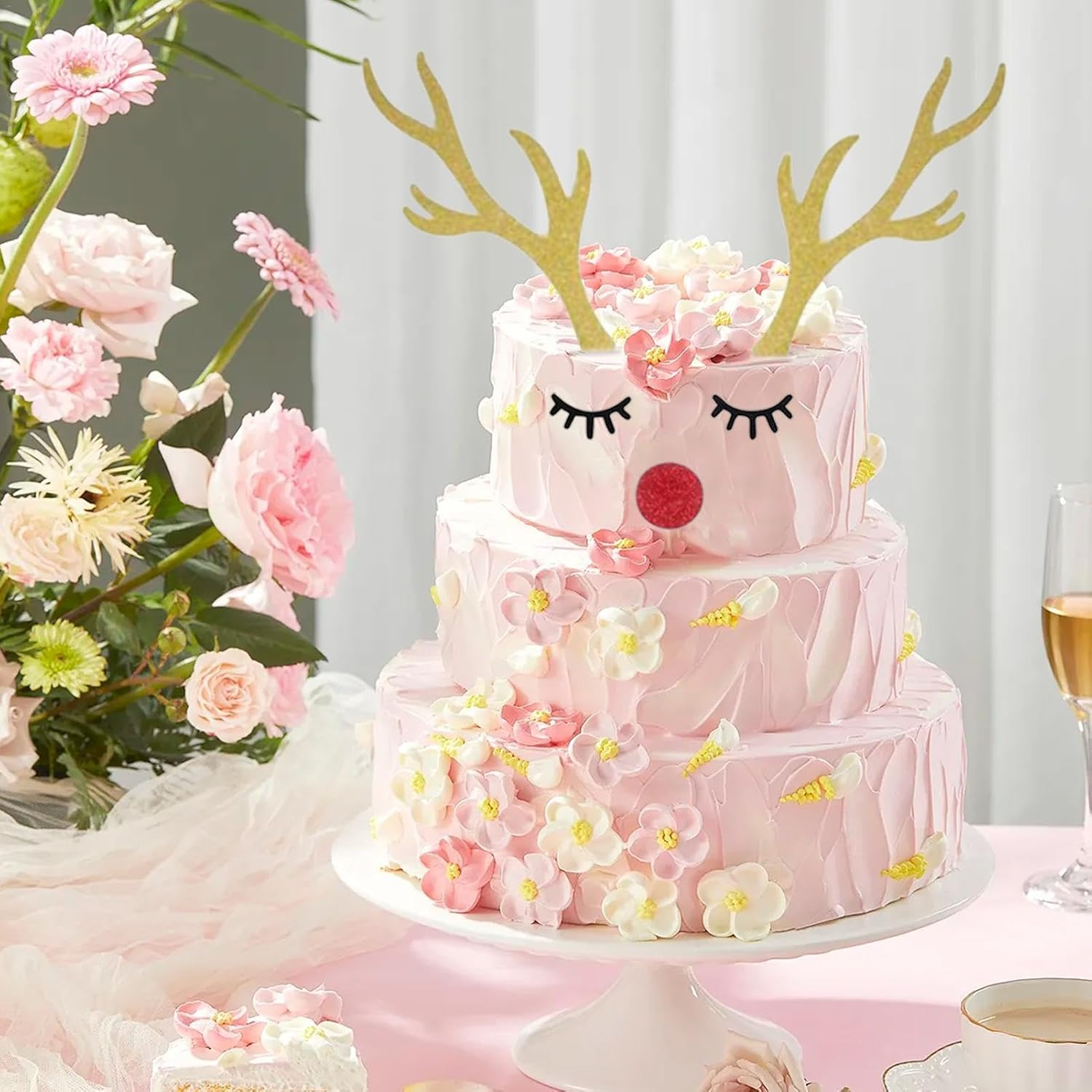 Deer Antler Cake Topper, Cake Decoration Cake Topper Deer Antler Decor, Safe Cake Decorating Supplies Festive for Wedding Birthday image number 6