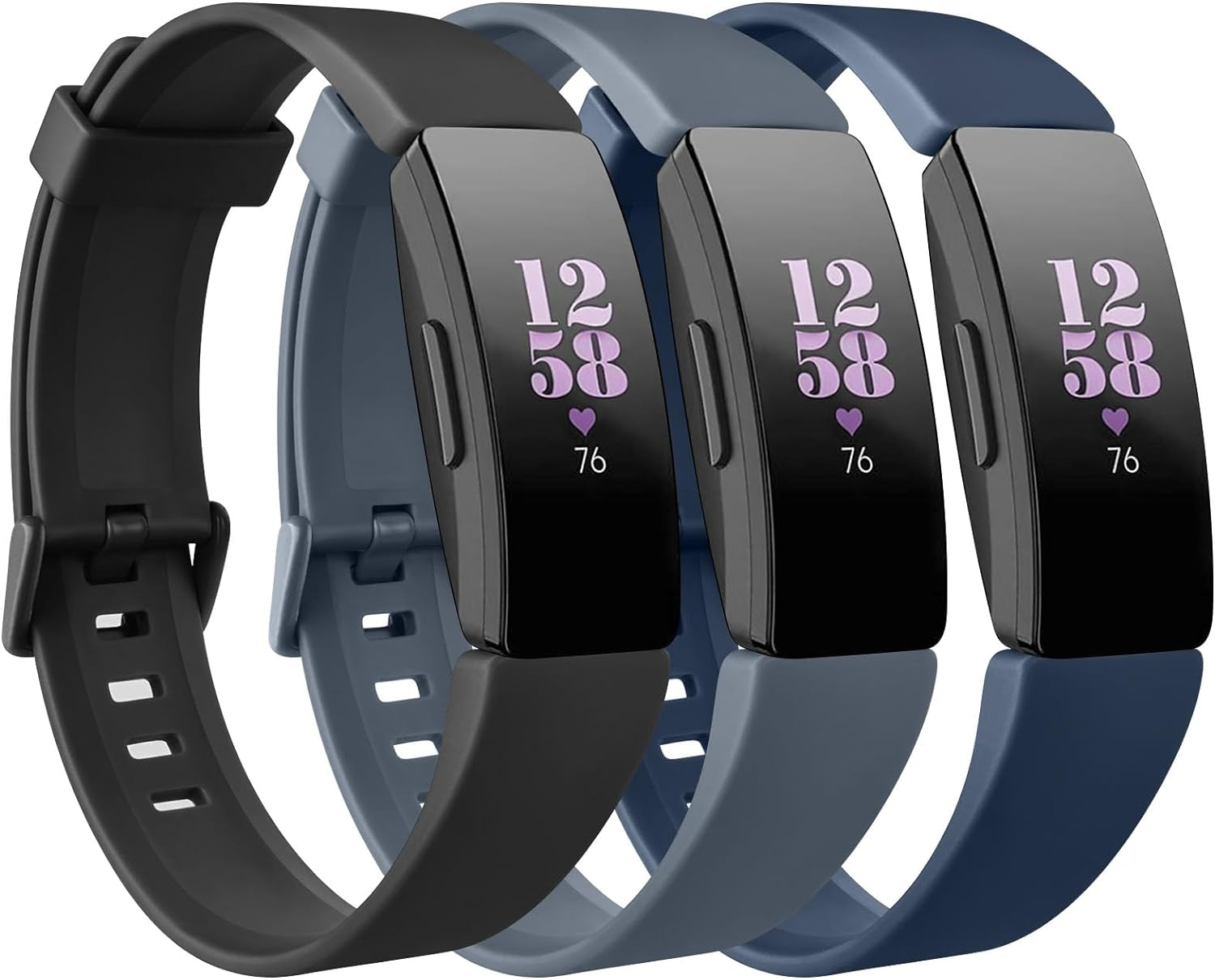 [3 Pack]Sport Straps for Fitbit Inspire 2 Bands & Fitbit Inspire HR Bands Women Men, Soft Classic TPU Adjustable Comfortable Replacement Strap Wristbands