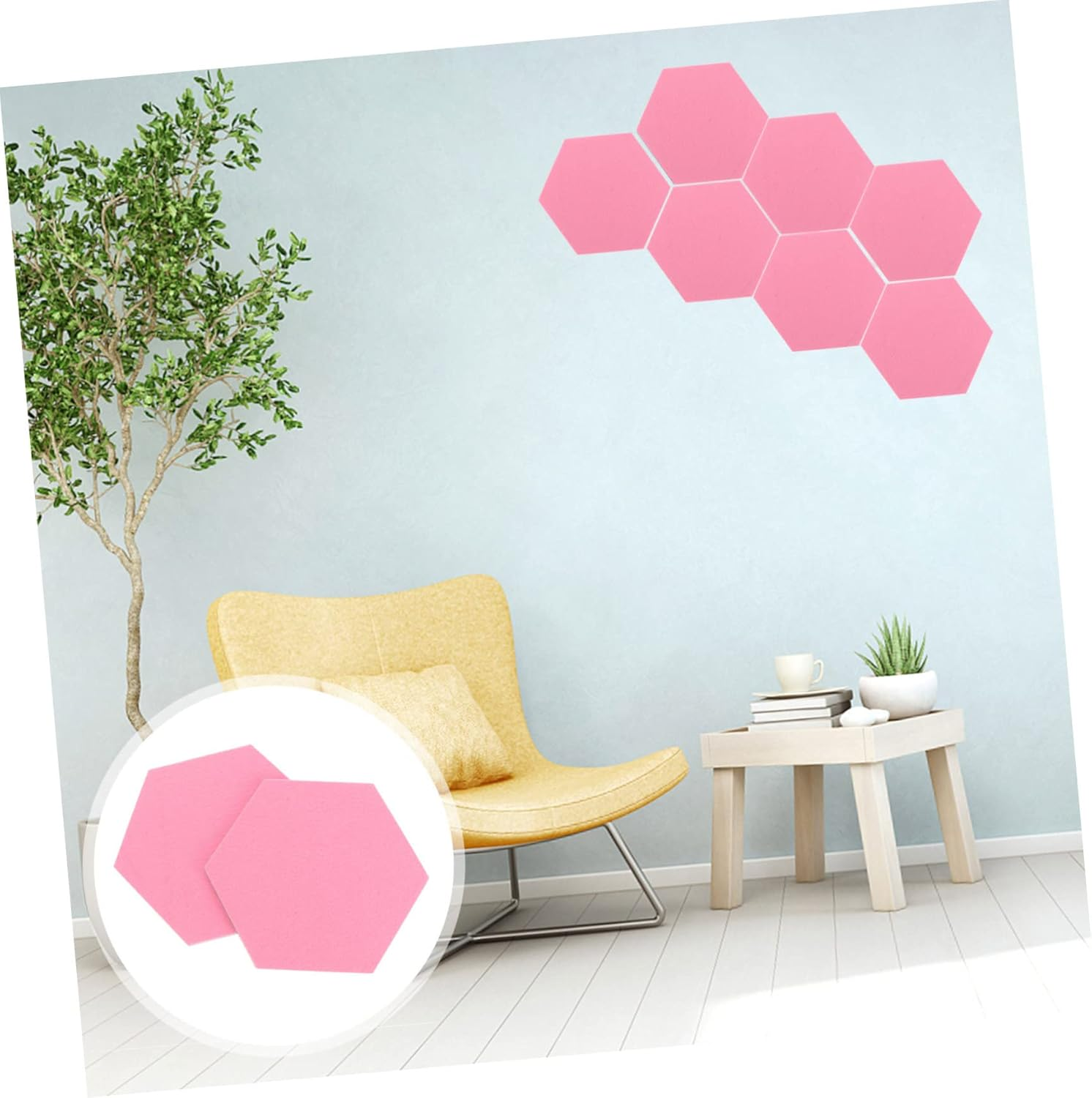 TEHAUX Home Office Decor 12 Pack Hexagon Felt Soundproofing Panels Stick Memo Board for Walls image number 3