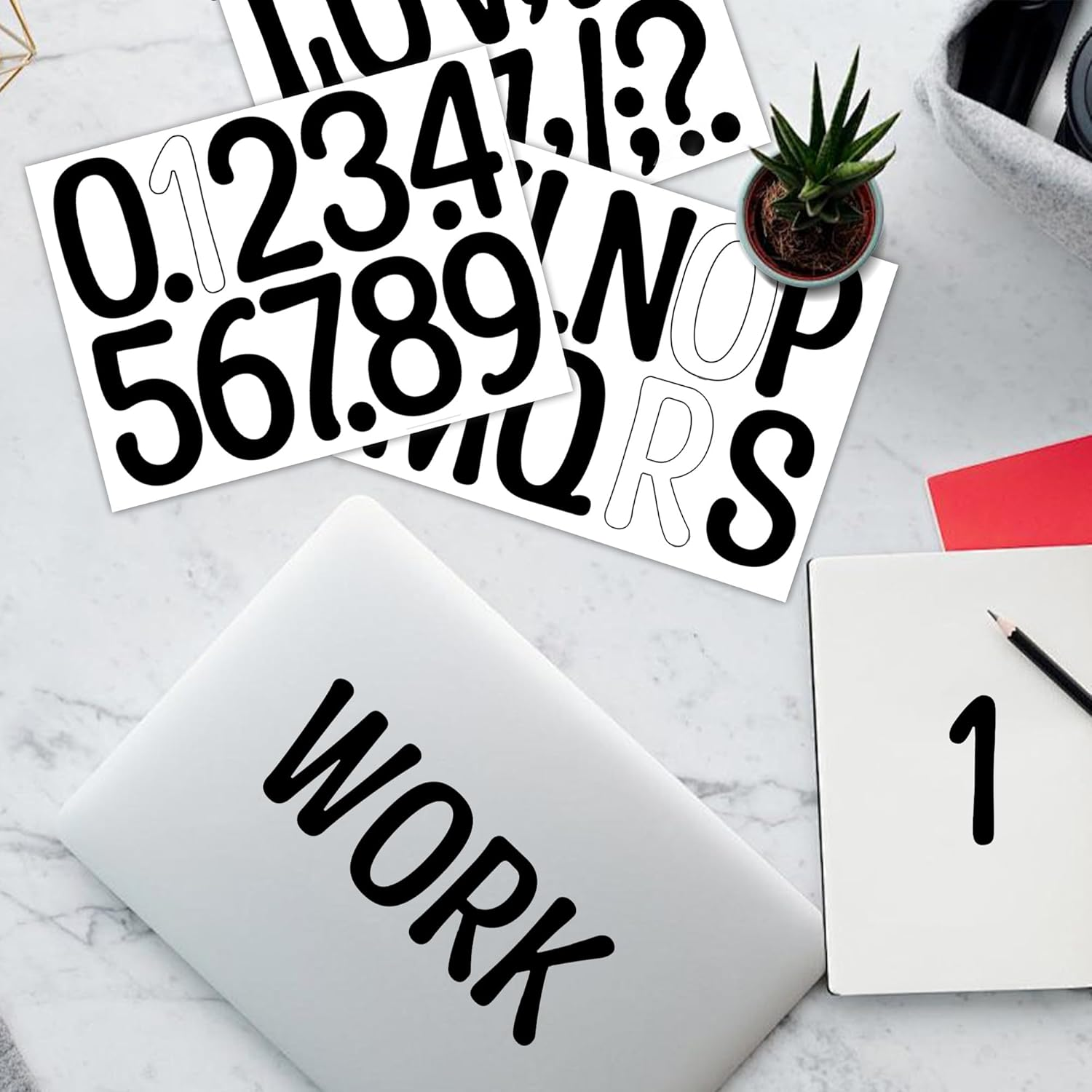 24 Sheets 1200Pcs Letter Stickers 4 Inch Large Alphabet Numbers Letter Stickers Vinyl Self-Adhesive Sticker Letters for Bulletin Boards Poster Board Mailbox Crafts Classroom Home Office Decor(Black)