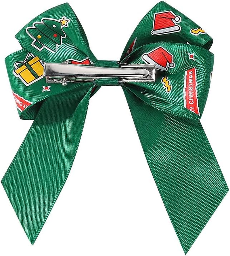 6PCS Large 3.3Inch Fable Hair Bows Hair Clips Red and Black Plaid Hair Bow for Toddlers Girls Handmade Christmas Hair Accessories for Little Girls Kids image number 2