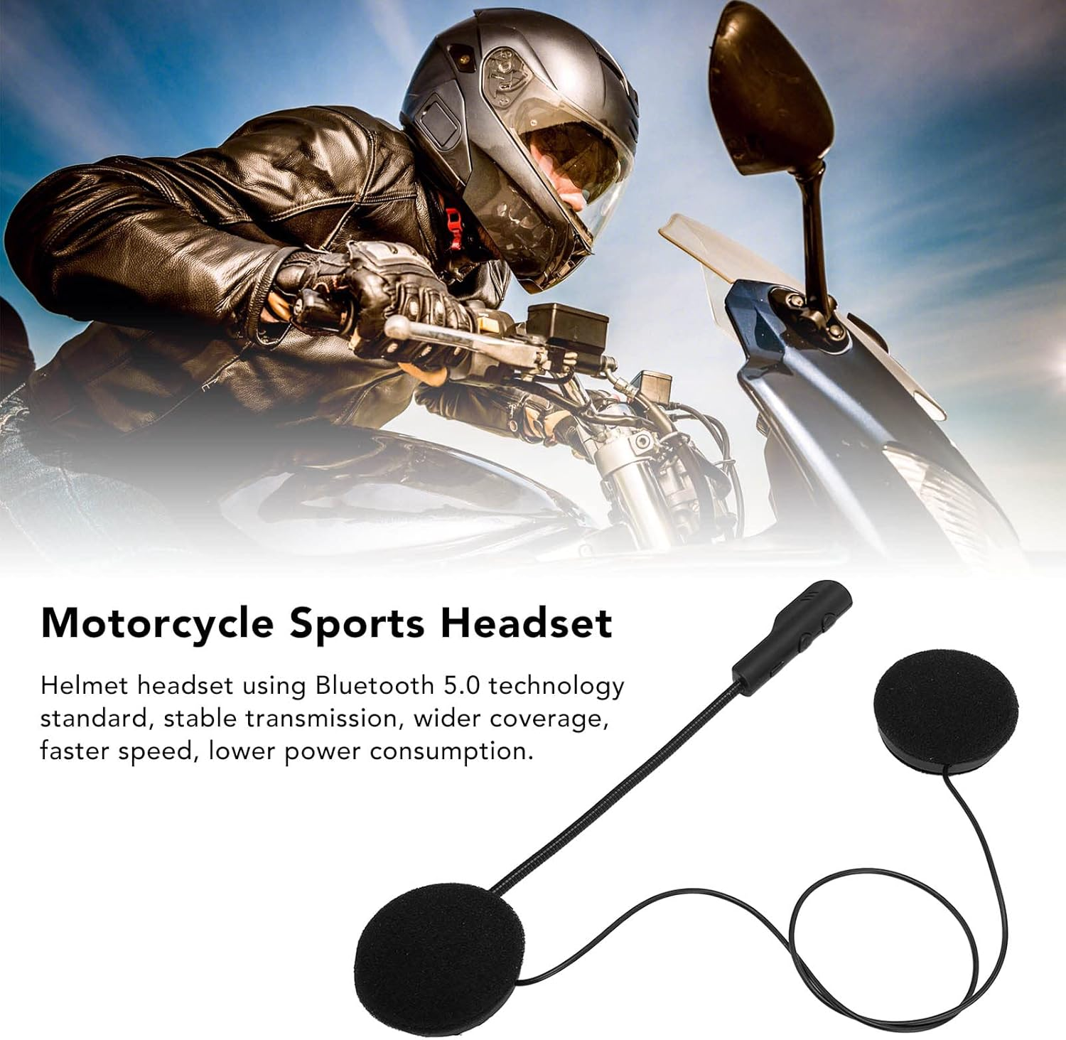 Annadue Motorcycle Helmet Bluetooth Headset, Motorcycle Headset Bluetooth 5.0 Headphones with Stereo Sound Hands-Free Car Answer Motorcycle Helmet Speaker for Sports Cycling Riding Skiing image number 3