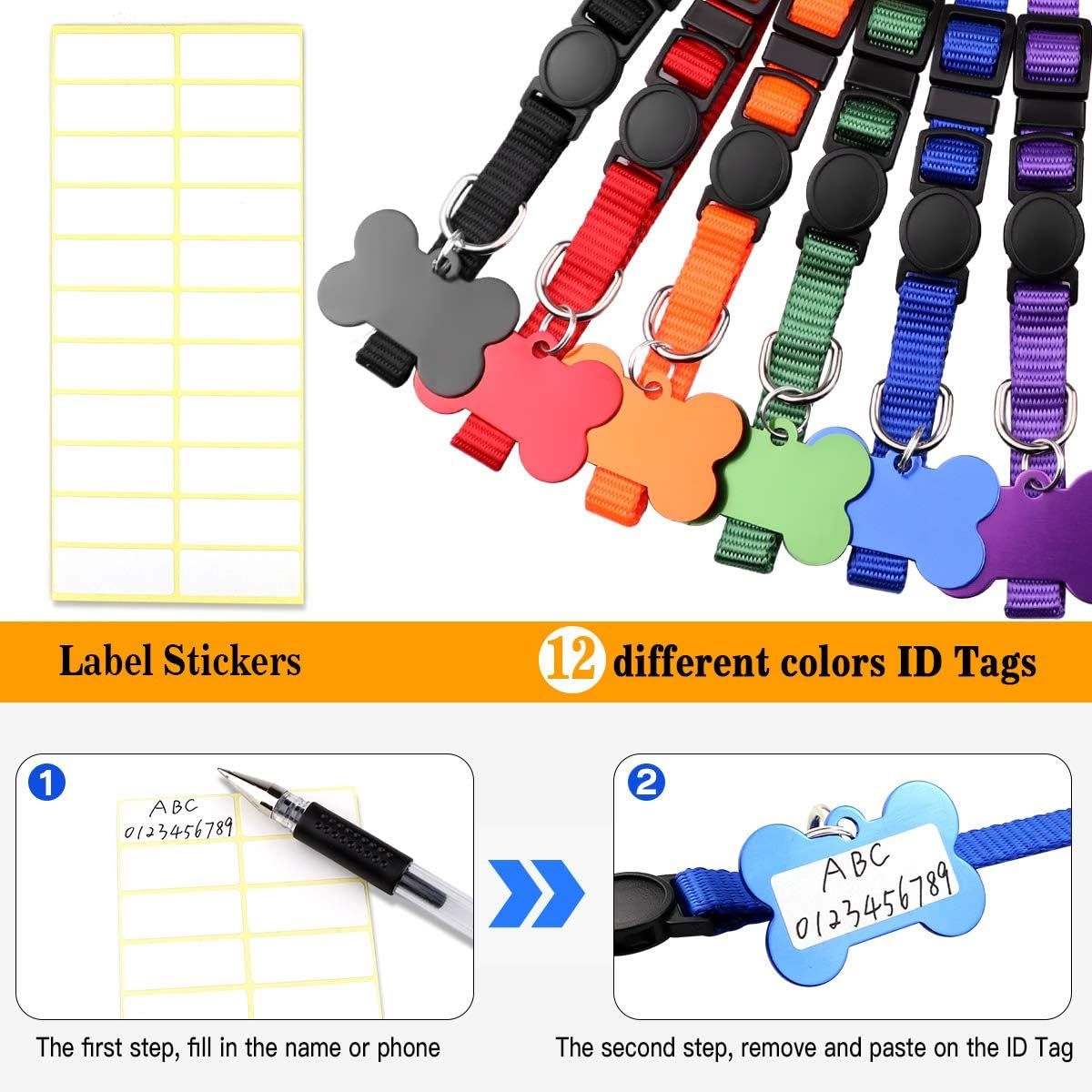 Upgraded Puppy Collars for Litter Puppy ID Collars Whelping Supplies Soft Nylon Breakaway Coloured Collars with 12 ID Tags and 6 Record Keeping Charts(S) image number 4