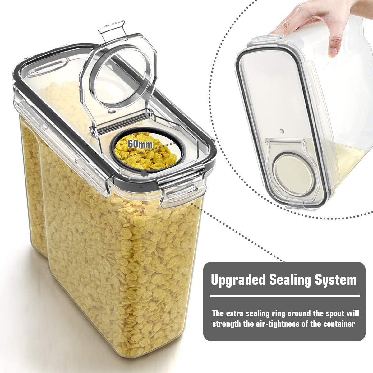 Wildone Cereal Container Set, Food Storage Containers [Set of 4] Large Airtight Storage Keeper 4L(135.2Oz), Leak-Proof & BPA Free, Great for Cereal, Flour, Sugar, Baking Supplies