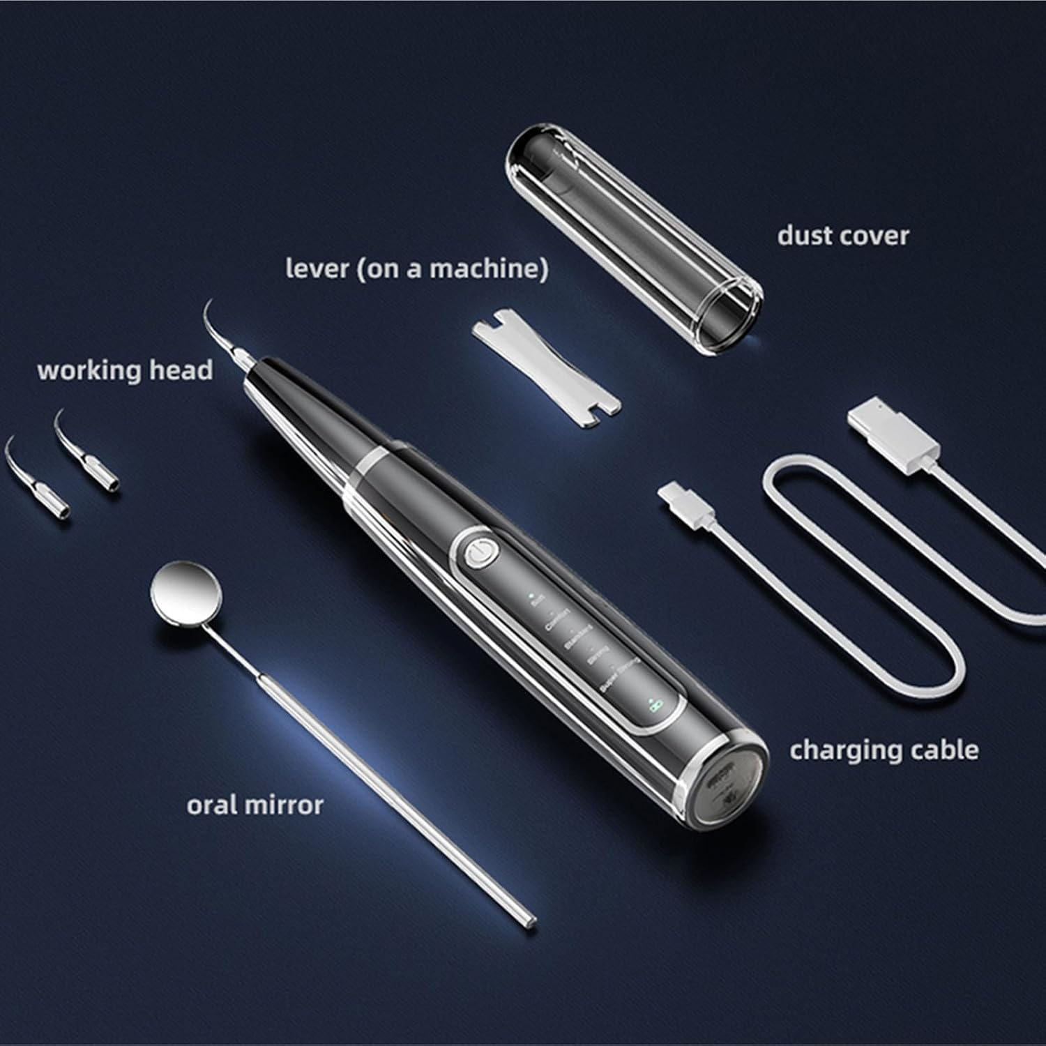 Oolong 5-Mode Dental Plaque Remover, Rechargeable Tartar Cleaner with 4 Heads & LED Light, Waterproof, Portable Teeth Cleaning Kit for Home/Travel image number 6