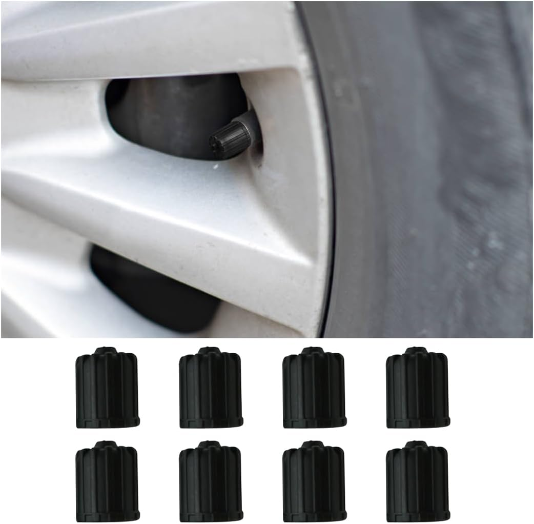 JNNJ Pack of 8 Car Tyre Valve Caps, Plastic Tyre Wheel Alloy Valve Caps Dust Caps, Car Tyre Handle Dust Caps with Sealing Ring SUV Truck (Grey)