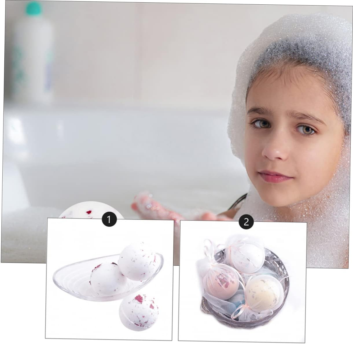 EXQUIMEUBLE 2Pcs Rose Bubble Essential Oil Bubble Shower Bombs Bath for Women Skincare Relaxation image number 2