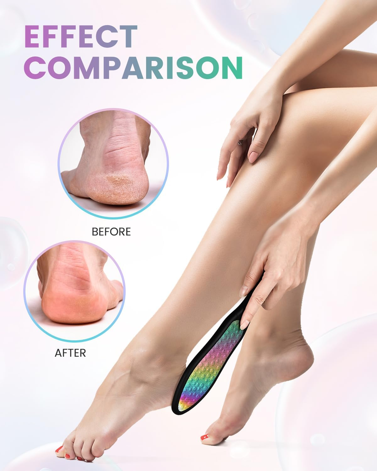 BEZOX Premium Foot File, Double Sided Pedicure Rasp, Dead Hard Cracked Skin, Callus Remover, Portable Foot Care Tool, Heavy Duty Stainless Steel (Rainbow) image number 3