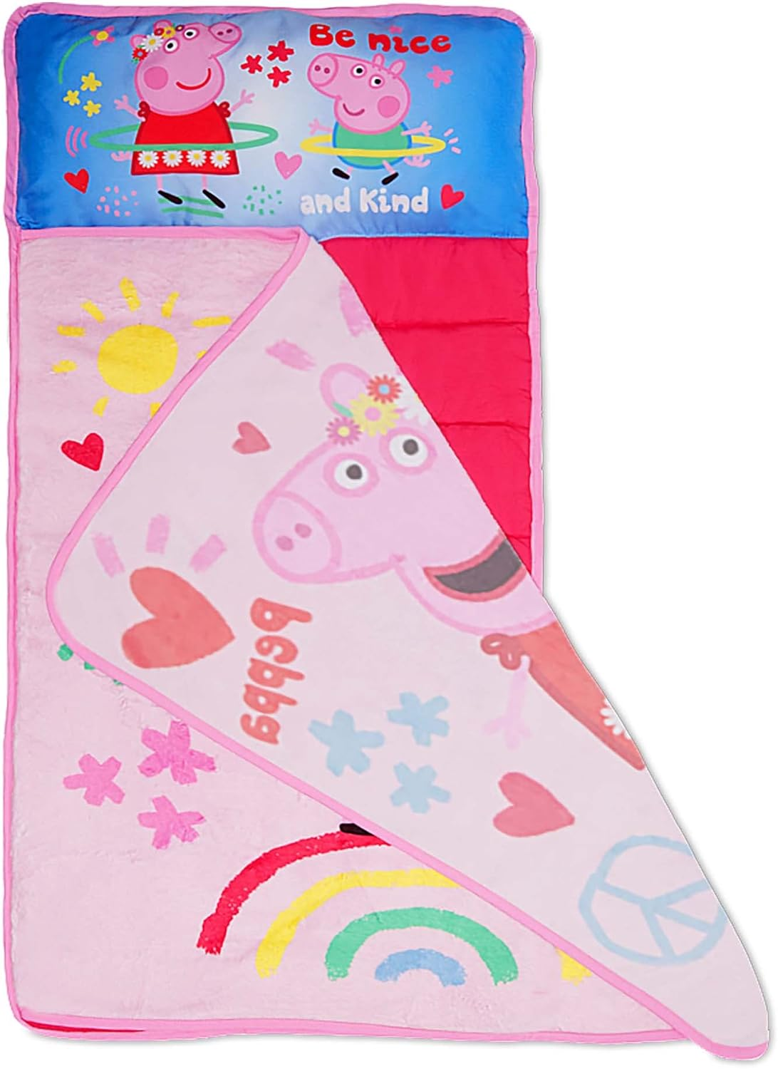 Peppa Pig I'M Just so Happy Toddler Nap-Mat - Includes Pillow and Fleece Blanket &ndash; Great for Girls or Boys Napping during Daycare or Preschool - Fits Toddlers image number 4