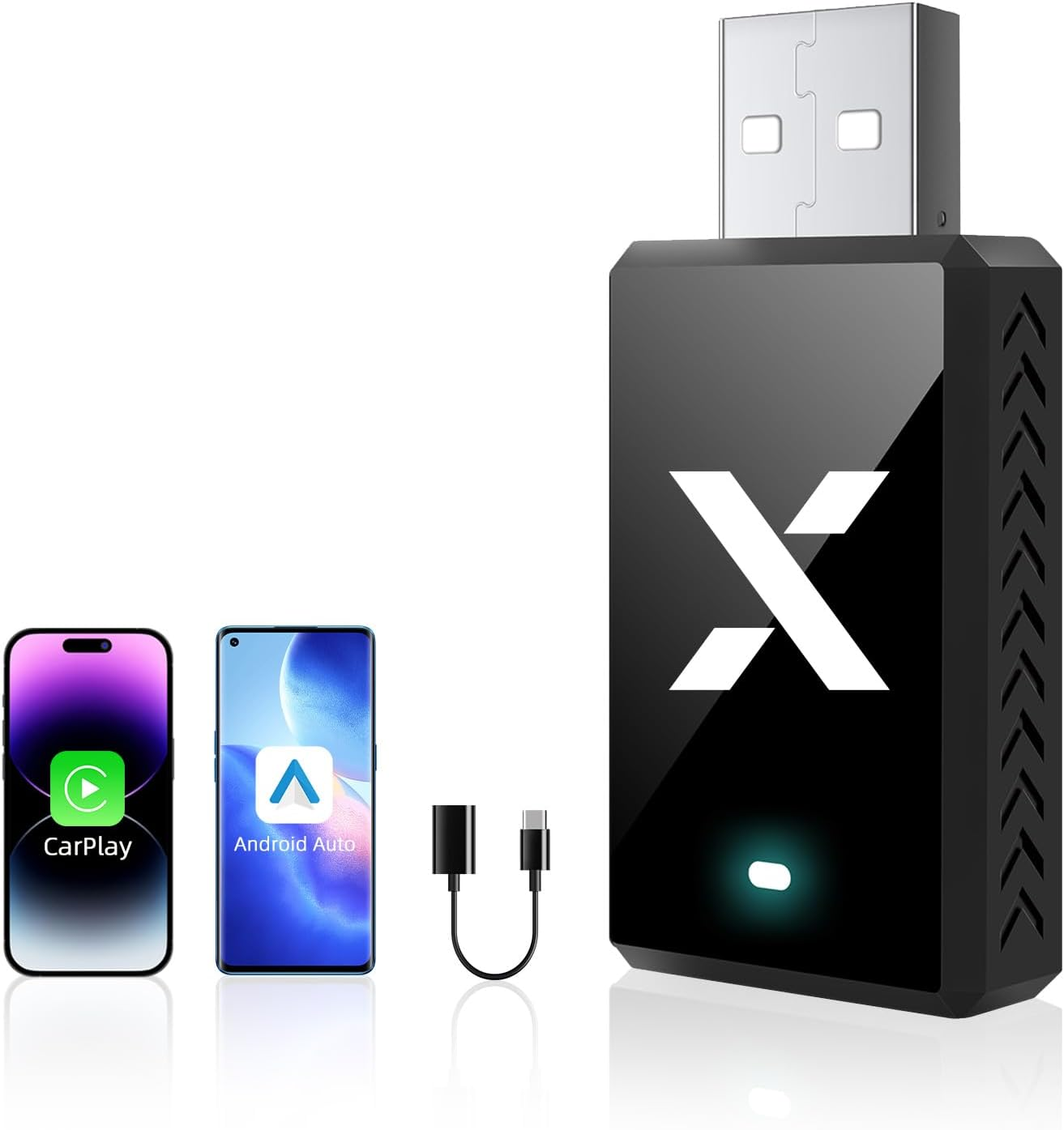 Wireless Carplay Android Auto Adapter, Dual 5G Nano Chips, Convection Heat Vent Design, 2 in 1 Car Play Dongle for Iphone & Android Phone, Fit for Car with Wired Carplay/Androidauto Feature, FEXIER F1 image number 1