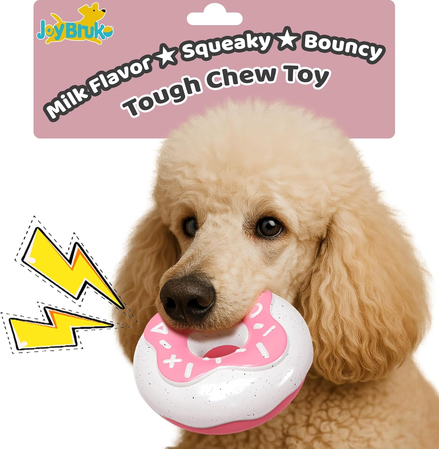 Joybruko Dog Toys for Aggressive Chewers, Indestructible Squeaky Chew Toy to Keep Them Busy, Interactive Rubber Donut with Milk Flavor & Bounce, Teeth Cleaning for Small Medium Large Breed, Brown