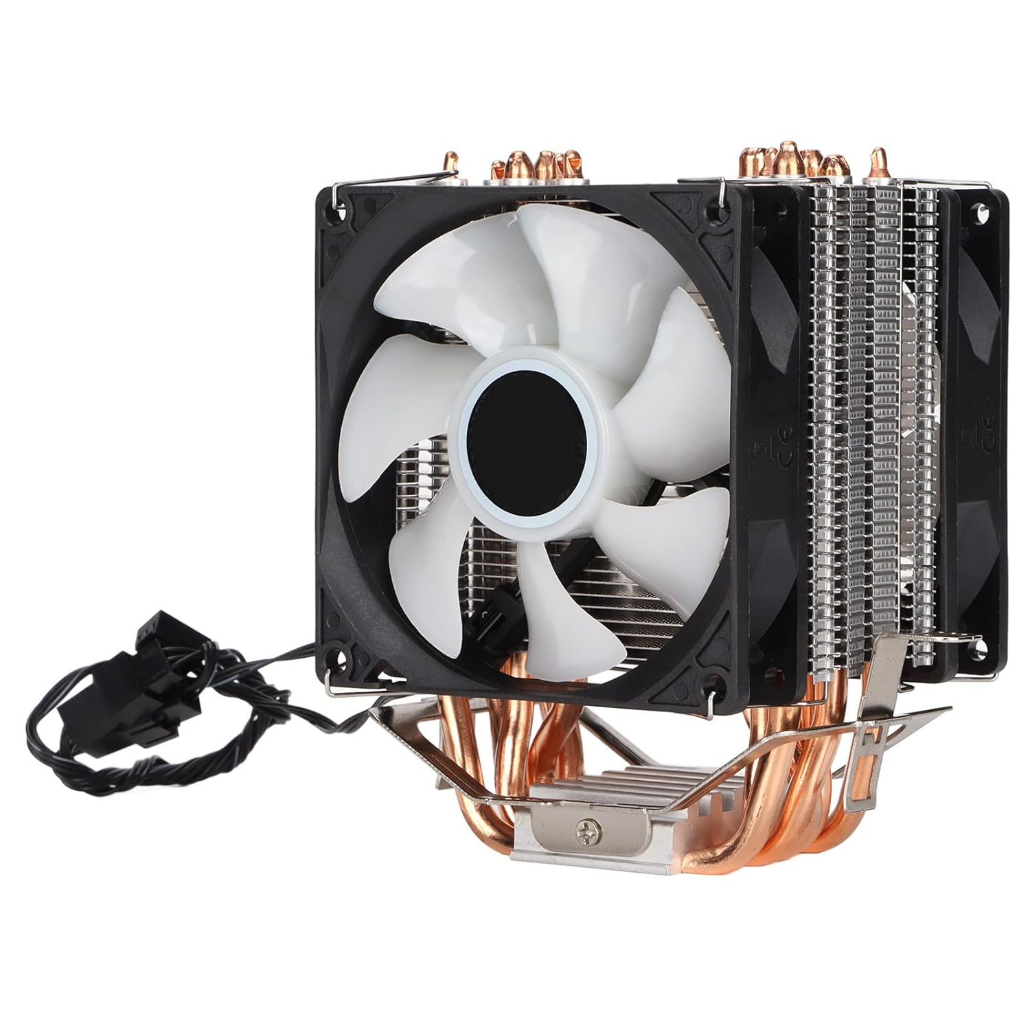 CPU Cooler for LGA 775/1155/1156/1366/2011,For Core I3,For Core I5,For Core I7,For Am2/Am2+,For AM3, 3Pin 20Db 38 CFM RGB 90Mm CPU Cooling Fan, Plug and Play (Dual Fans) image number 4
