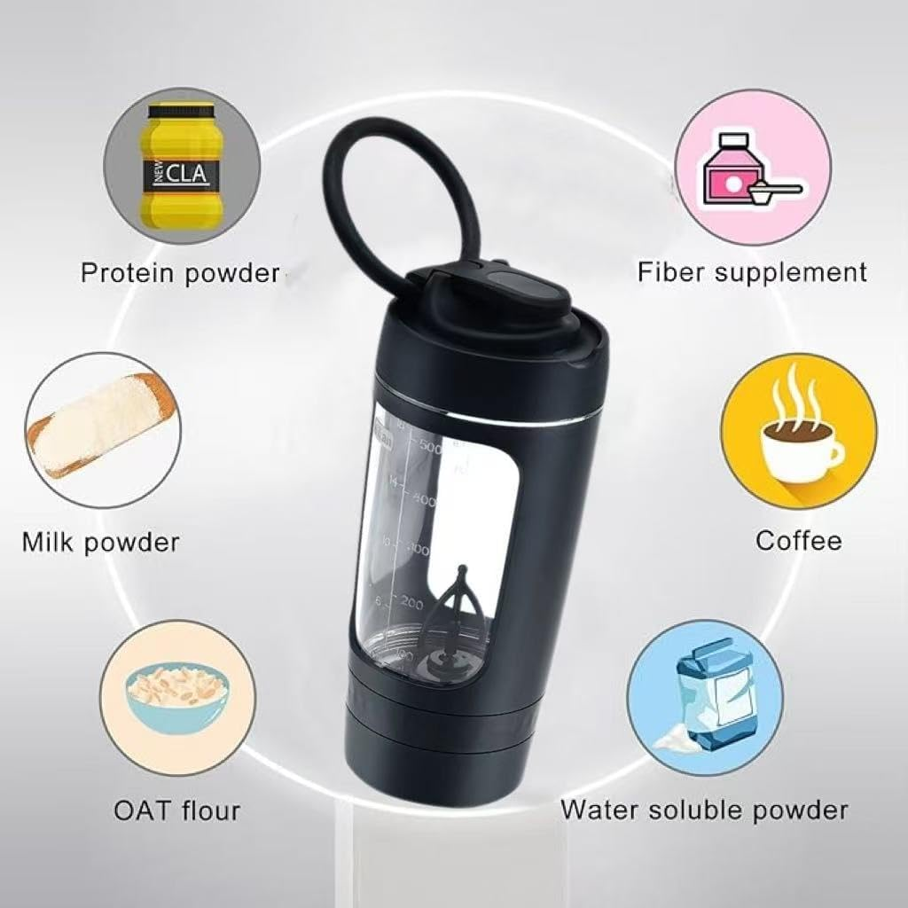 Detachable Base Electric Shaker Bottle 630Ml, USB-C Rechargeable Tritan Protein Mixer Cup, Bpa-Free Leakproof Blender for Shakes (Black) image number 2