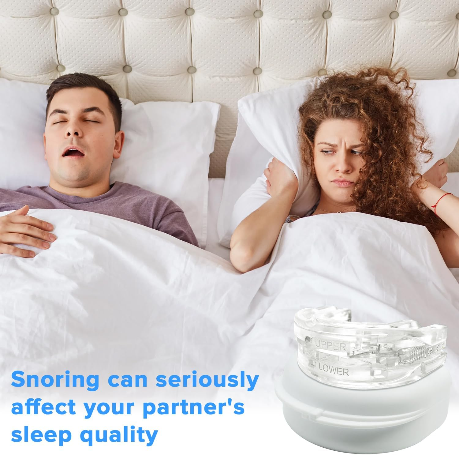 Necomi anti Snoring Mouthpiece,Anti Molar Sleep Protector,Adjustable Sleep Easy anti Snoring Device, Suitable for Men/Women anti Snoring Masks,Equipped with a Portable Storage Box(White) image number 4