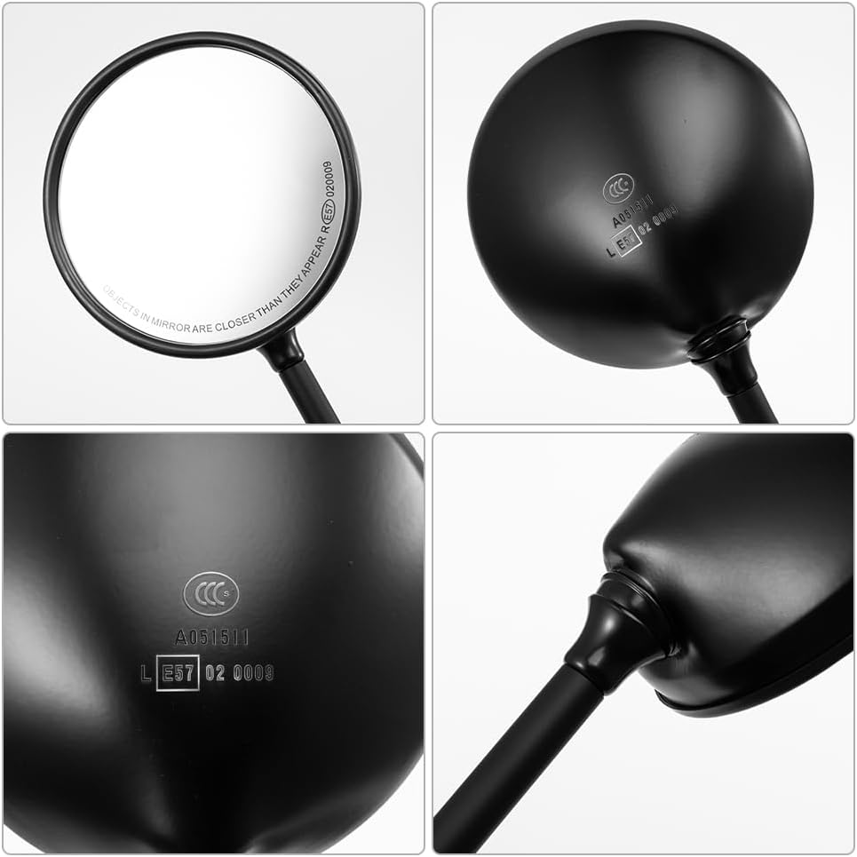 Motorcycle Rear View Mirror, Classic Retro round Handlebar Side Mirror with 8Mm 10Mm Screws and Metal Shafts for ATV Scooter Dirt Bike Cruiser image number 5