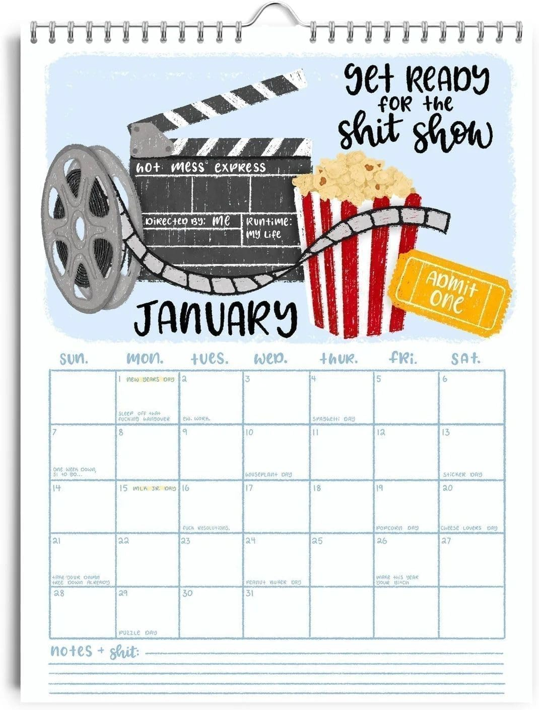 FOTN Here We Go Again 2025 Calendar, Calendar 2025 Planner, Fun Hanging Month Hanging Calendar, Match Your Witty Personality, Novelty Planning Wall Calendar Note Pads for Home Office, White