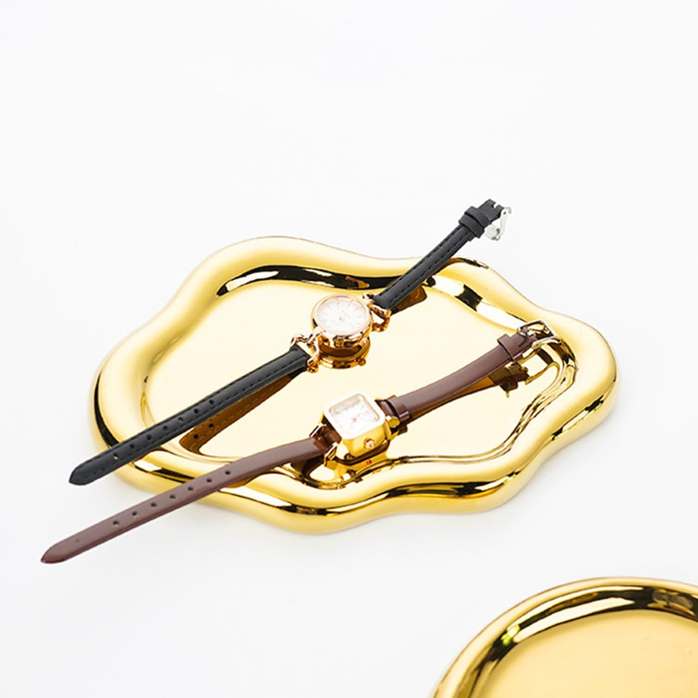 Jewelry Dish Trinket Tray for Women, Ring Dish Holder, Unique Cloud Shape Ceramic Plate Cute Things Vanity Aesthetic Room Decor Mother'S Day Birthday Christmas Warm House Gifts (Gold) JT001 - Bow Cream image number 3