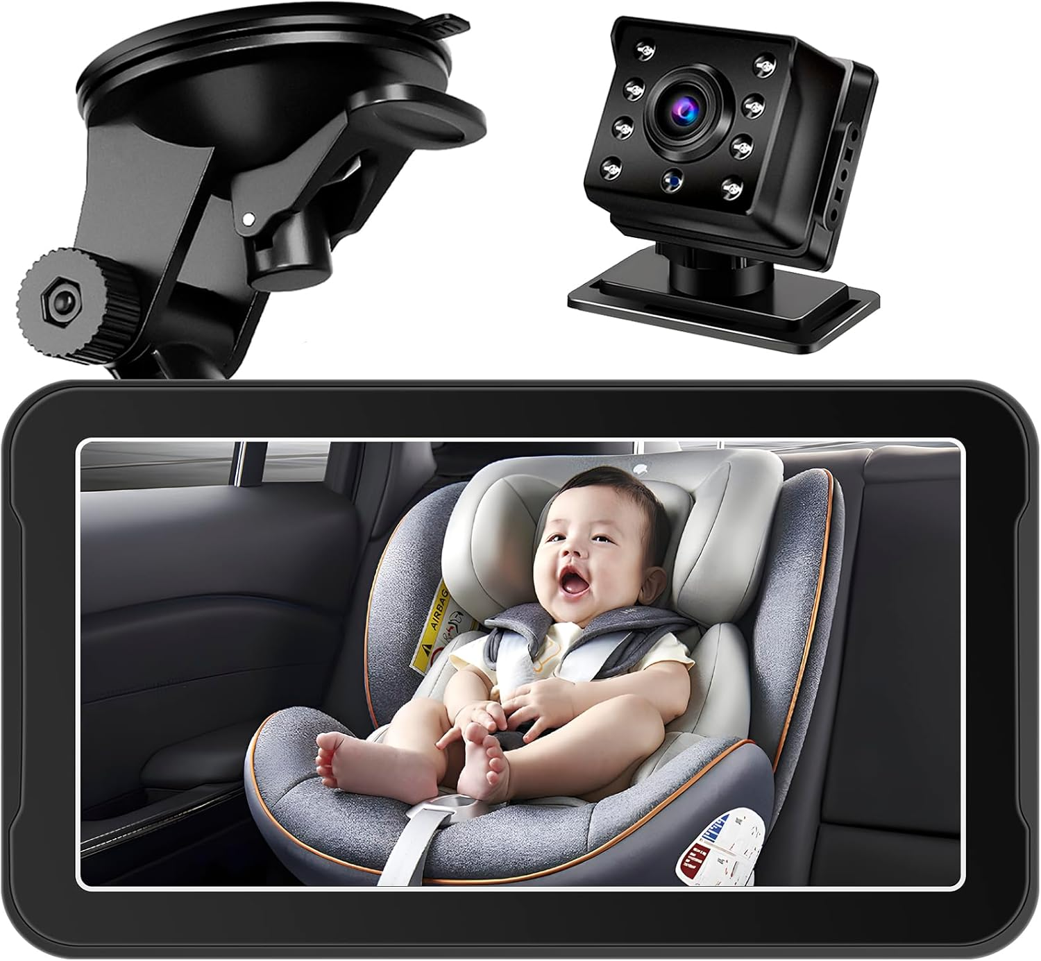 Omebel 7" Baby Car Mirror Monitor with 4K HD Camera, 360&deg; Rotation, Night Vision, Rear-Facing, Easy 5-Min Installation, for Infant Safety image number 4
