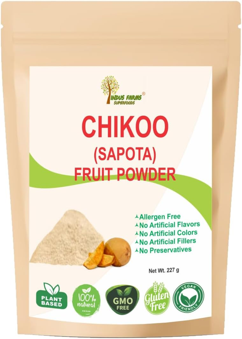 Chikoo Sapodilla Sapota Fruit Powder Vegan, GMO Free, No Added Sugar 227G, Add to Milkshakes Smoothie Ice-Cream Desserts Sweets Kulfi image number 2