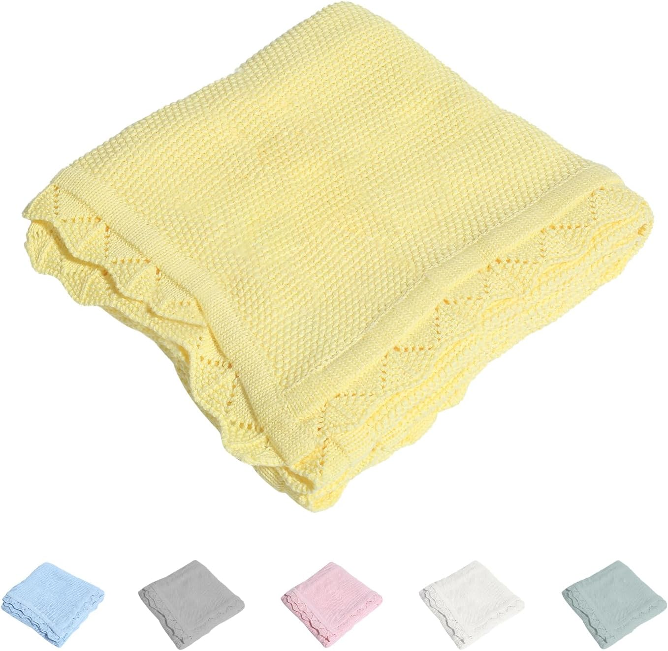 100% Cotton Baby Blanket Knit Lace Soft Warm Toddler Blanket,30 X 40 Inches，White
