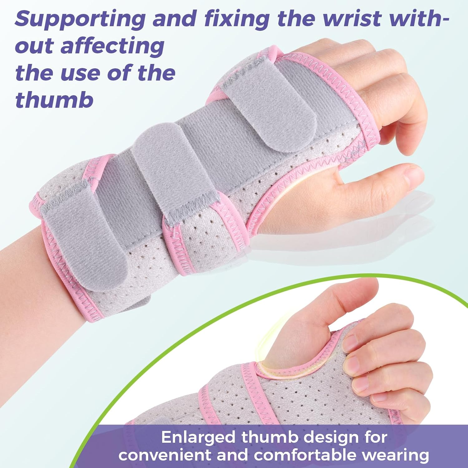 Carpal Tunnel Wrist Brace for Left, Adjustable Adult Night Wrist Support Brace, Wrist Wraps No Pressure on Thumb, Pink Elastic Wrist Guards for Arthritis, Tendonitis, Pain Relief, Small