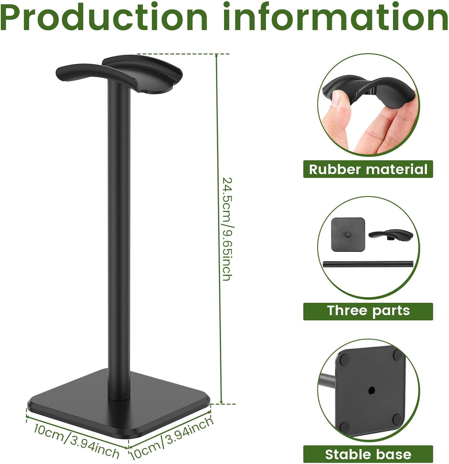 Awobepl Headphone Stand Detachable Headphone Holder Gaming Headset Holder Space Saving Headphone Holder Stand for Most Wired and Wireless Headphones (Black) - White image number 6