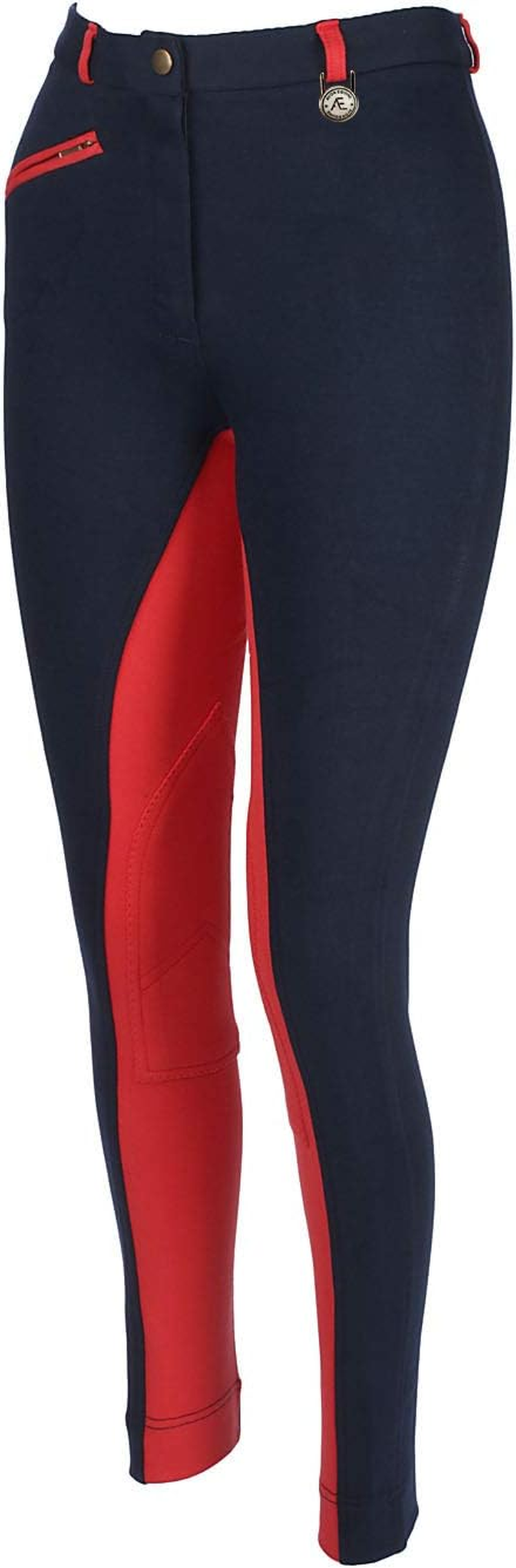 Avon CHILDRENS RIDING JODHPURS BOY/GIRLS CHILD SOFT STRETCHY JODS JODPHURS NAVY with RED by DISCOUNT PET ACCESSORIES image number 1