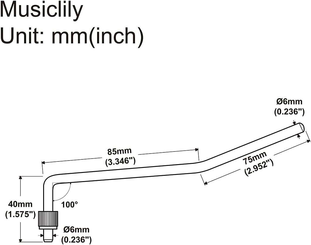 Musiclily Pro 6Mm Collared Steel Tremolo Arm Whammy Bar Vibrato Arm for Floyd Rose Double Locking Tremolo Bridge Electric Guitar, Black - Black image number 5