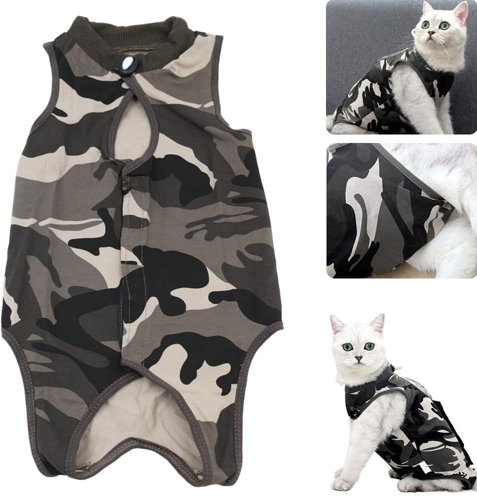 Ieron Cat Camouflage Suit, Soft Modal Fabric, Lightweight and Breathable, Perfect for Post-Surgery Comfort, Large image number 5