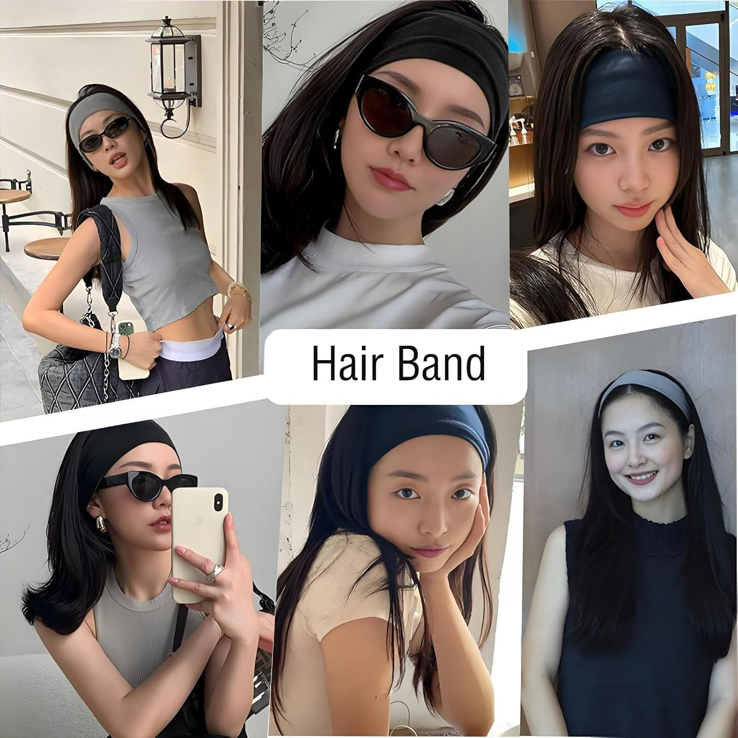 6-Piece Unisex Sports and Fitness Headband - anti Slip Sweat Absorbing Yoga Running Headband, Fashionable Hair Accessory (8.66X3.93 Inches) image number 4