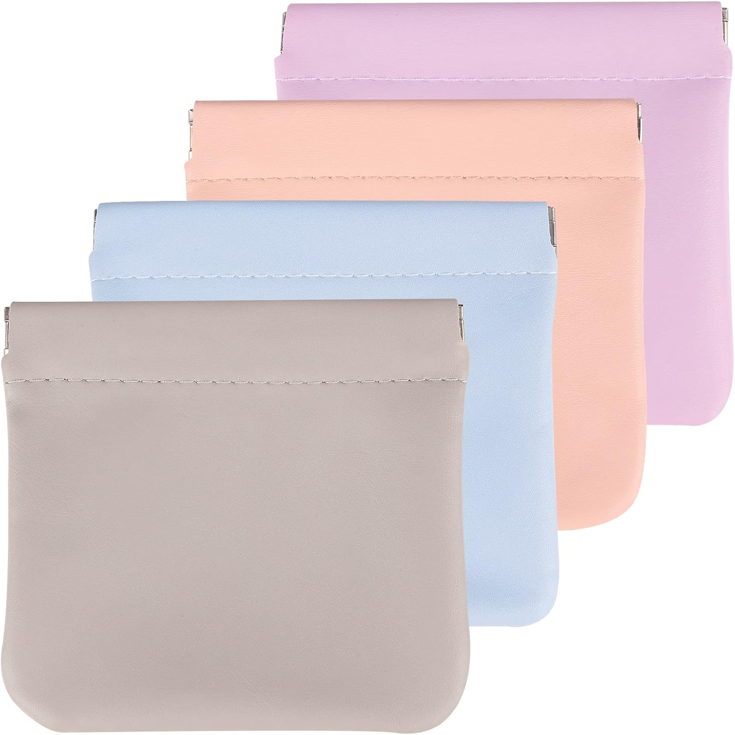 4 Pcs Lambskin Small Makeup Bag for Purse Mini Makeup Pouch Pocket Cosmetic Bag Squeeze Top Portable Travel Makeup Bag for Women Girls Cute Colorful Pouch Aesthetic Gift image number 3