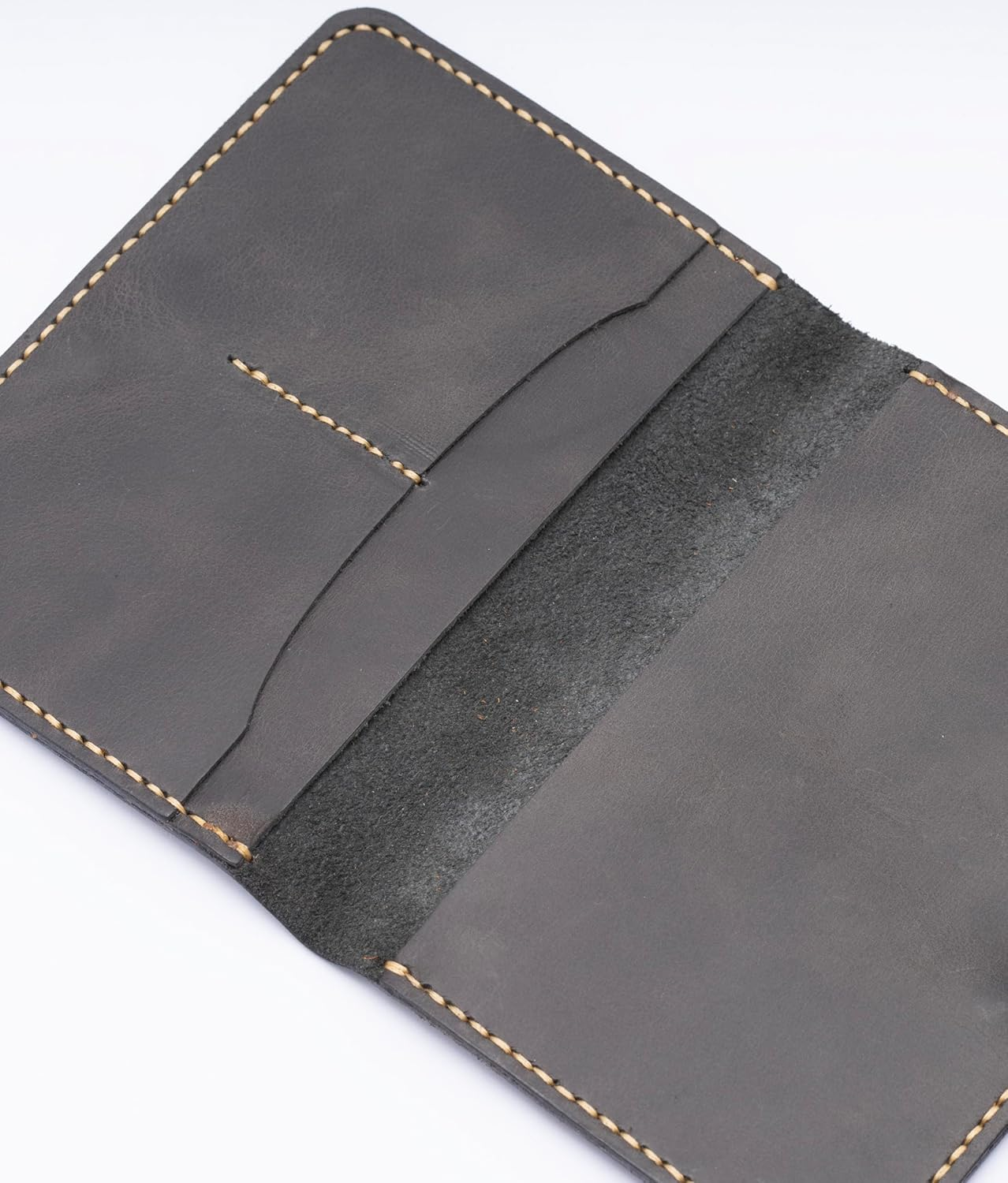 Handmade Passport Leather Case, Wallet Credit Card Holder (Dark Grey), Dark Brown, Genuine Leather Cover