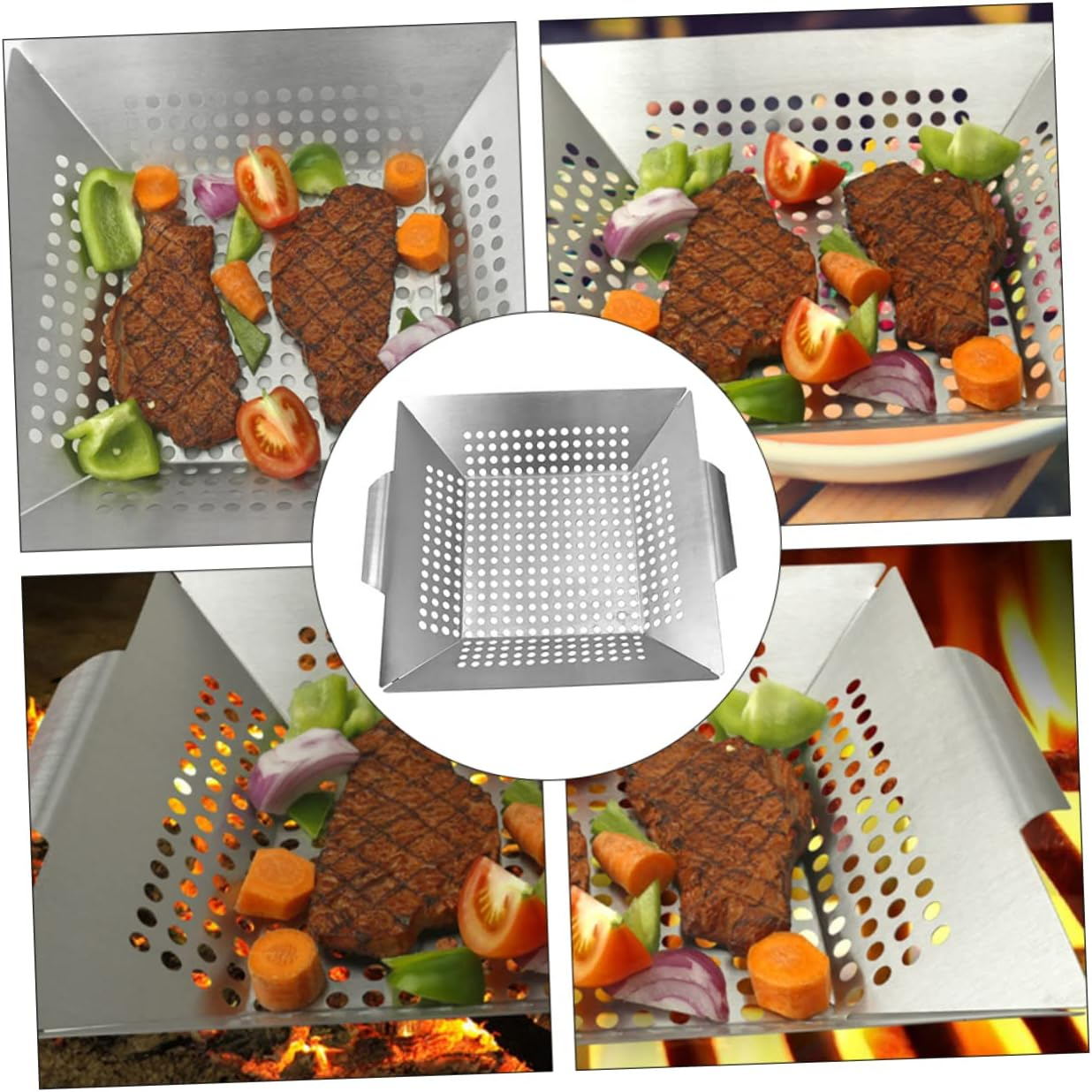 CIYODO 1Pc Square Baking Tray BBQ Grill Plate for Meat and Vegetables Heat Resistant Bakeware for Outdoor Barbecue Activities image number 1