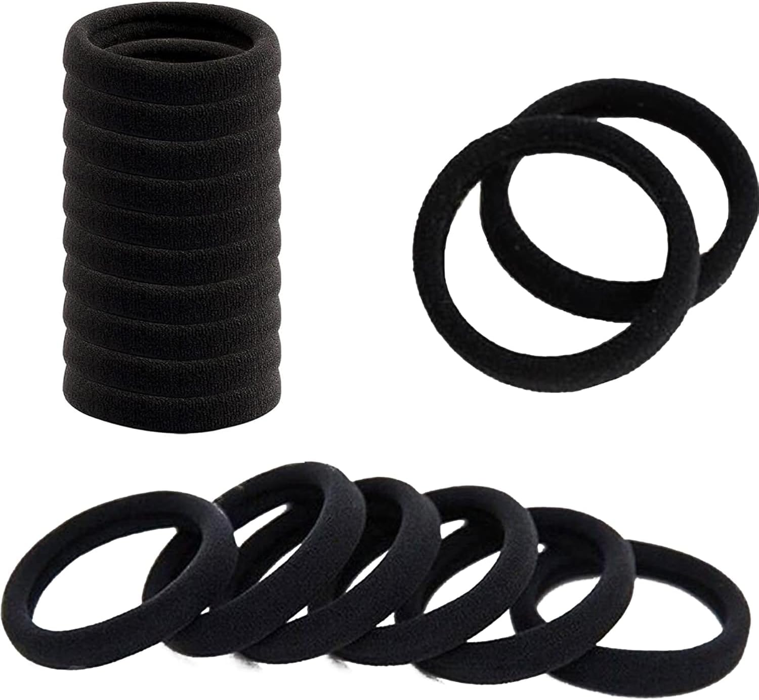 Pack of 50 Hair Bands Black Cotton Metal Free Elastic Hair Bobbles Thick for Women You Can Use the Hair Bands Hair Accessories image number 2