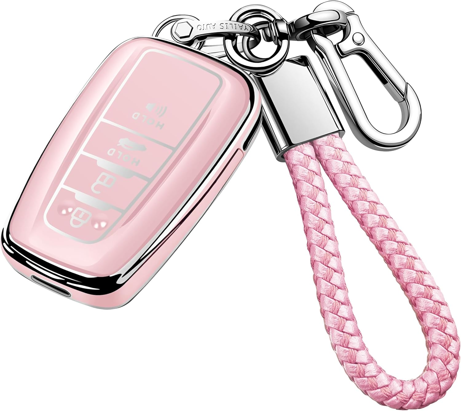 Tukellen for Toyota Key Fob Cover with Keychain Special Soft TPU Key Case Protector Compatible with 2018-2020 Toyota RAV4 Camry Avalon C-HR Prius Corolla(Only for Keyless Go)-Silver