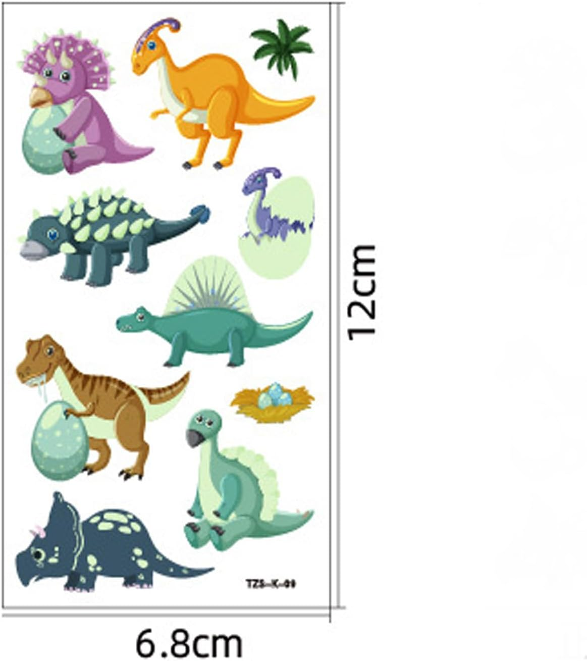 Dinosaur Temporary Tattoos for Birthday, 10Pcs Dino Cartoon Glow in the Dark Tattoos, Waterproof Fake Tattoos Body Face Stickers Decorations, Birthday Party Favor Supplies Gifts Dino image number 6