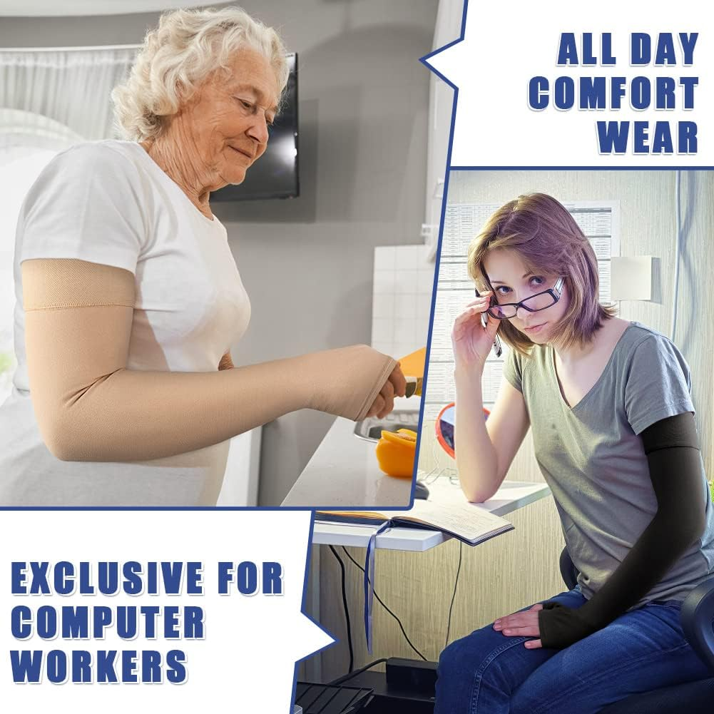 Beister Lymphedema Medical Compression Arm Sleeve with Gauntlet for Men & Women (Single), 20-30 Mmhg Full Arm Support image number 5