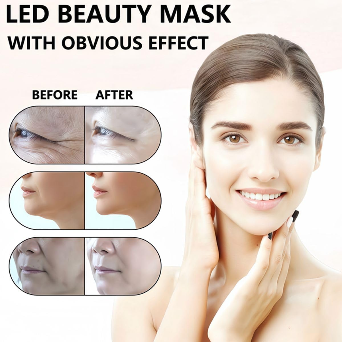 Red Light Therapy LED Face Mask - 7 Color Light Mask for Anti-Aging, Wrinkles & Acne Treatment - Wireless Rechargeable Skin Care