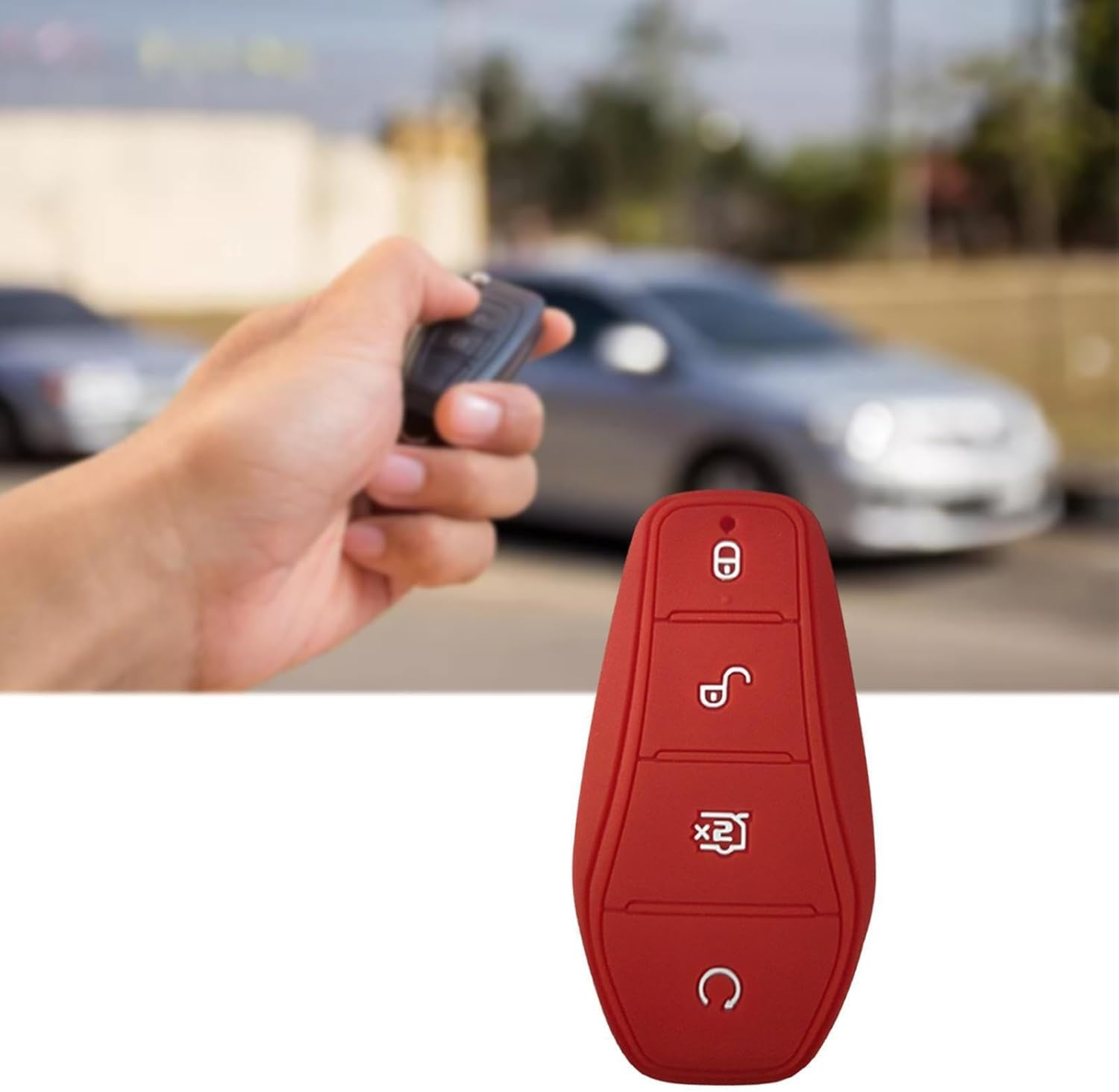 10 Set of Impact-Resistant Silicone Key Case for BYD Atto No Blocking Signal Scratch-Proof No Cap for BYD Atto Silica Gel Red 9 X 5Cm, Red 9 X 5Cm, 10Set image number 6
