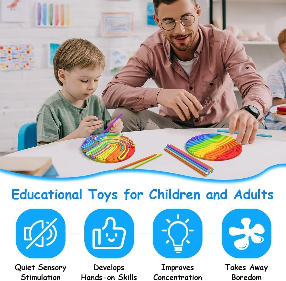 Sensory Activity Board, Silicone Fidget Toy for Autistic/Adhd/Stress/Anxiety, Silent Busy Pad for Kids & Adults Calming, Come with Travel Bag & 13 Strings image number 5