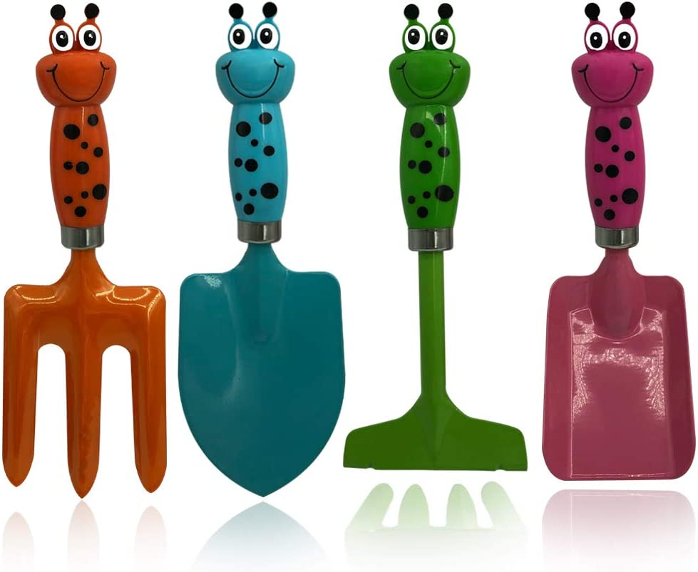 Kids Gardening Tools Set Metal Hand Shovel Mini Garden Tools for Kids, Safe Toy Gardening Tools for Soil Planting Digging Transplanting 4 Pieces image number 3