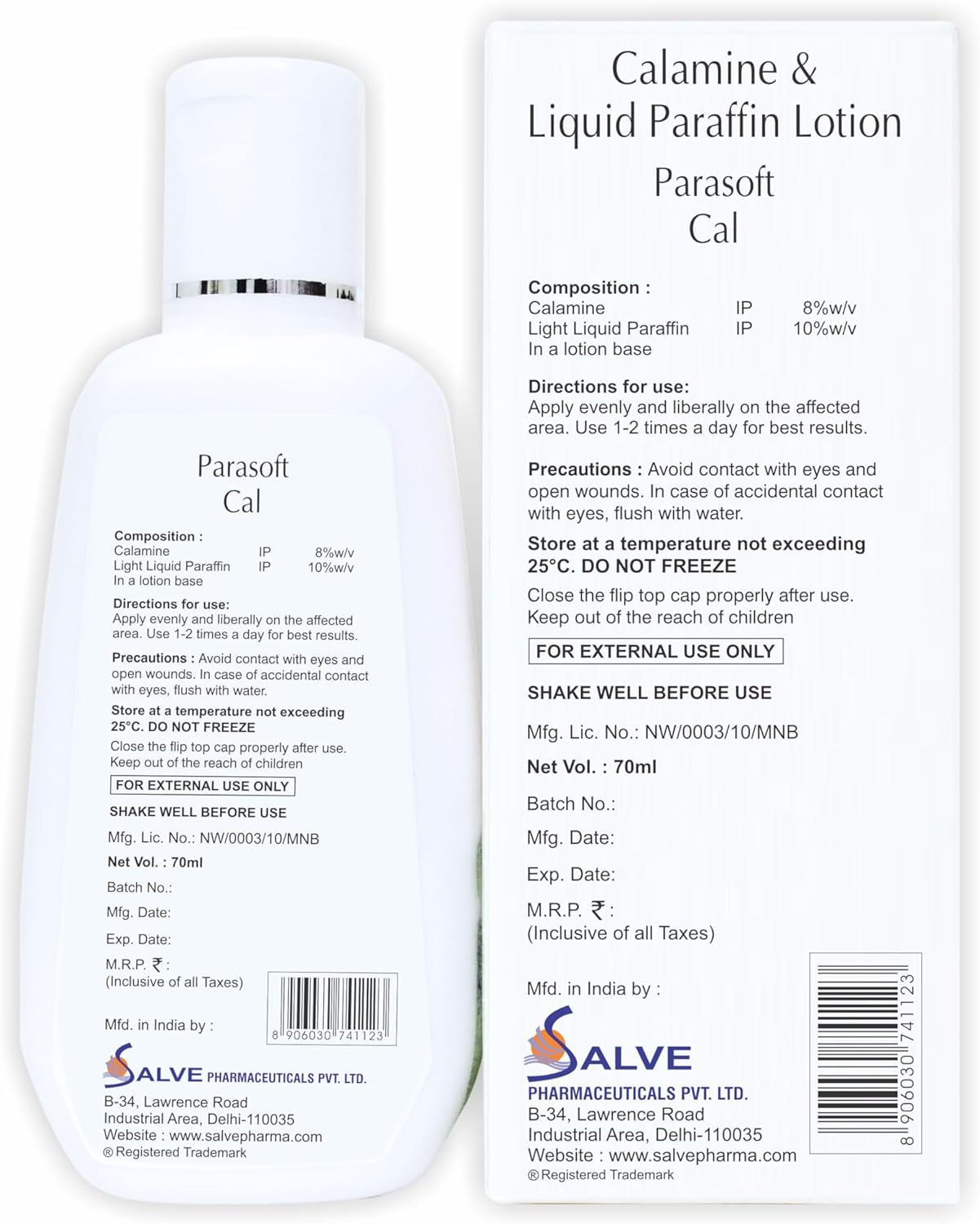 Parasoft Cal Body Moisturizing Lotion with Calamine, Aloevera and Rose Oil | Soothing Restoring Moisturizer | Relief Irritating Rashes Burns | Non-Sticky Formulation for All Type Skin - 70 Ml image number 1