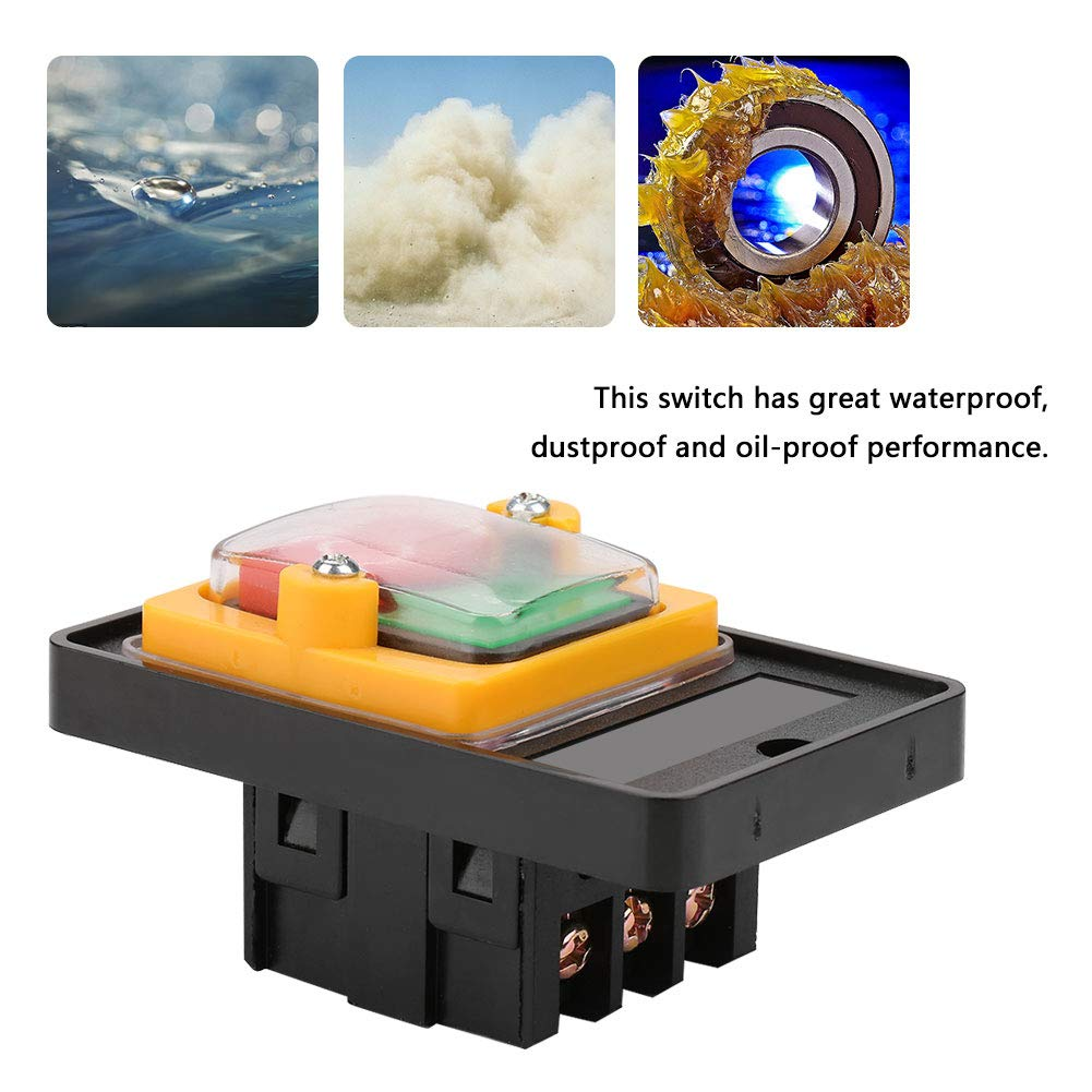 Machine Push Button Switch AC220V/380V 10A Waterproof On/Off Push Button Safety Switch with Dustproof Box for Mechanical Equipment